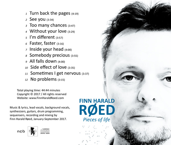 Finn Harald Red, CD tray backside, Pieces of life (2017)